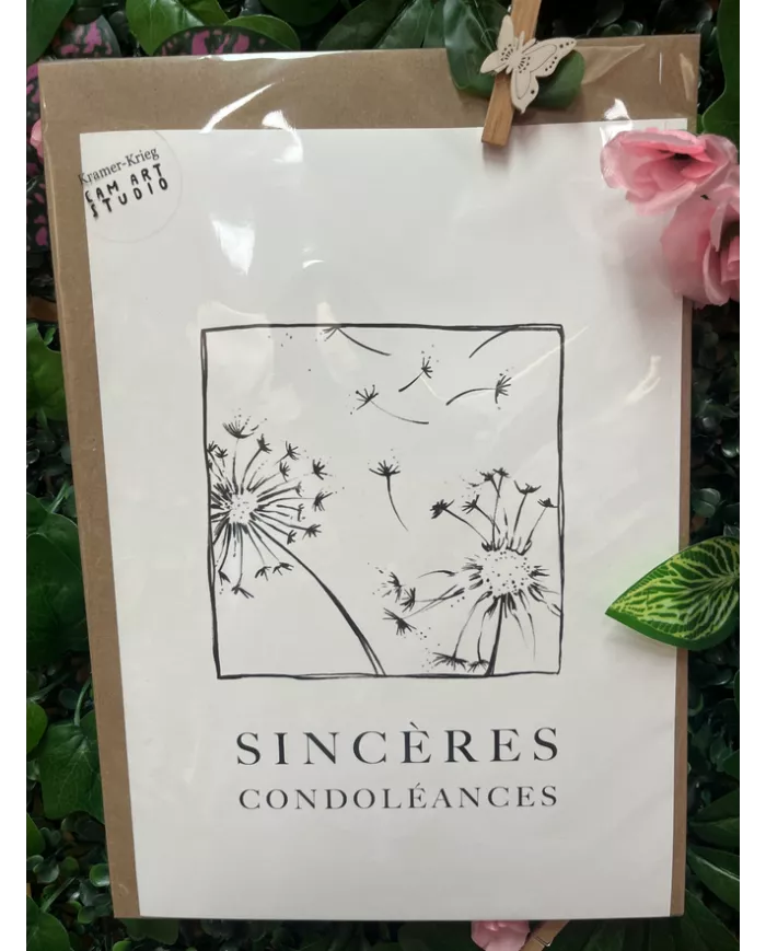 Carte A4 - Sincères Condoléances
