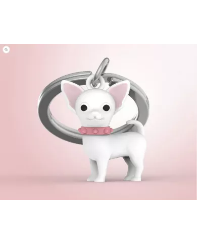 Porte clés Chihuahua Blanc