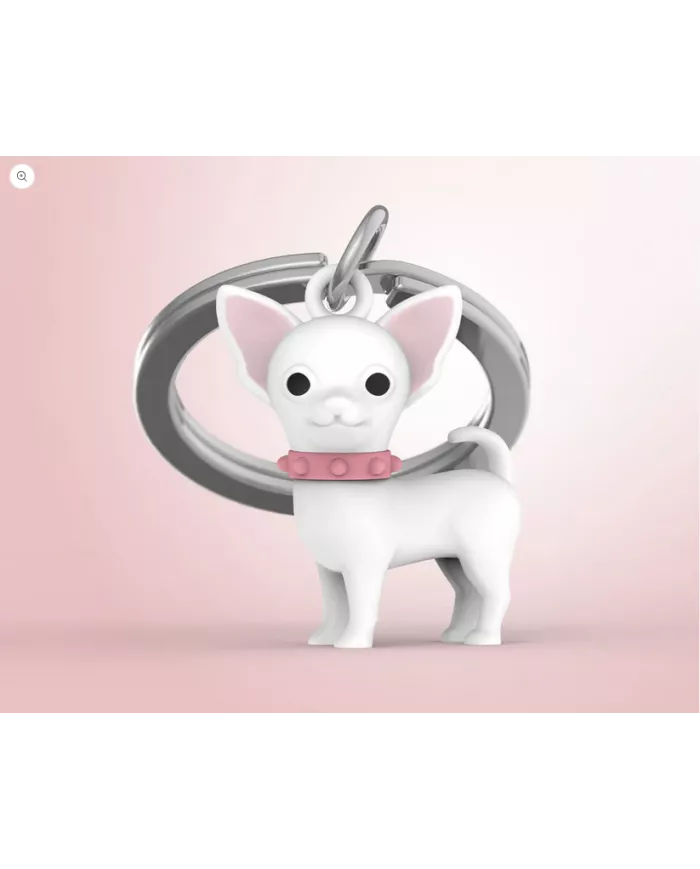 Porte clés Chihuahua Blanc