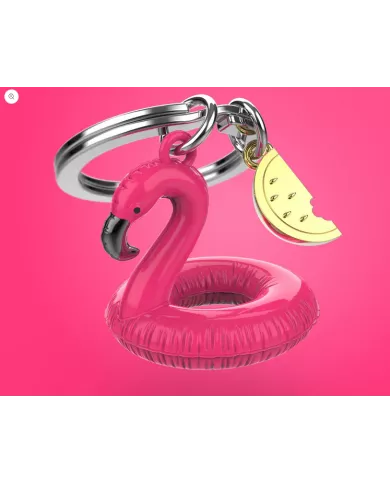 Porte clés Bouée Flamant Rose