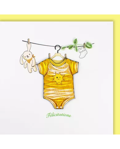 Carte "Quilling" Naissance - Body bébé