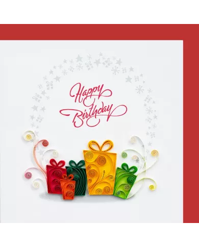 Carte "Quilling" Happy Birthday - Cadeaux
