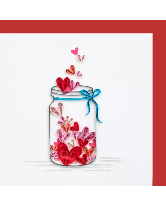 Carte "Quilling" Verre avec des coeurs