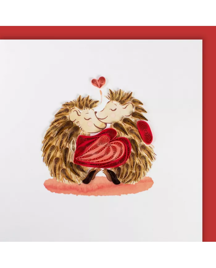 Carte "Quilling" Deux hérissons