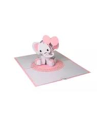 Carte "3D" éléphant bleu ou rose