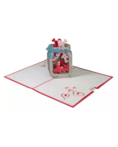 Carte "3D" verre avec coeurs