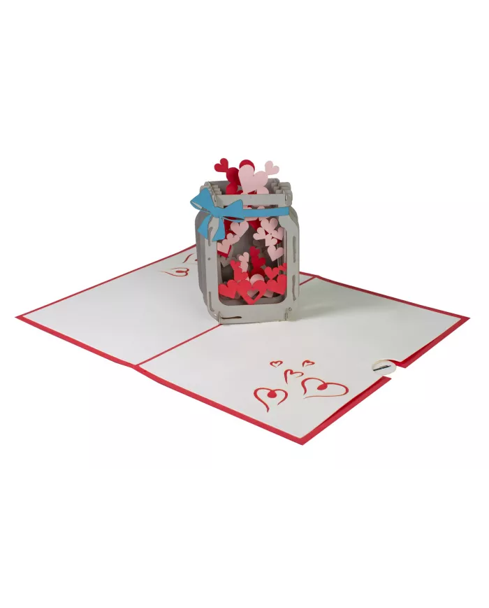 Carte "3D" verre avec coeurs