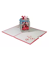 Carte "3D" verre avec coeurs