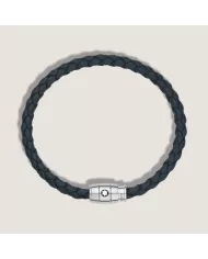 Bracelet medium, cuir souple, bleu d’Avio