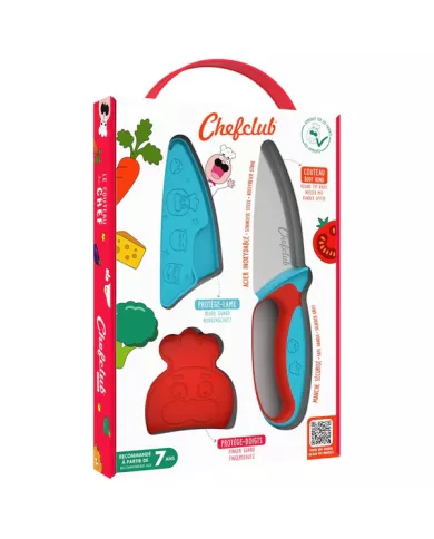 Couteau bleu/rouge Chefclub Kids