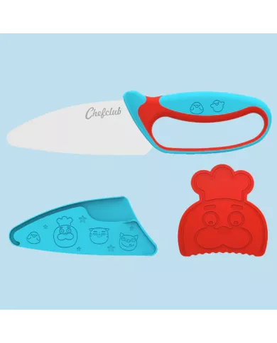 Couteau bleu/rouge Chefclub Kids