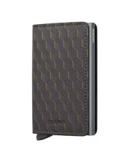 Secrid - Porte-cartes de crédit en cuir Slim Optical Grey-Yellow
