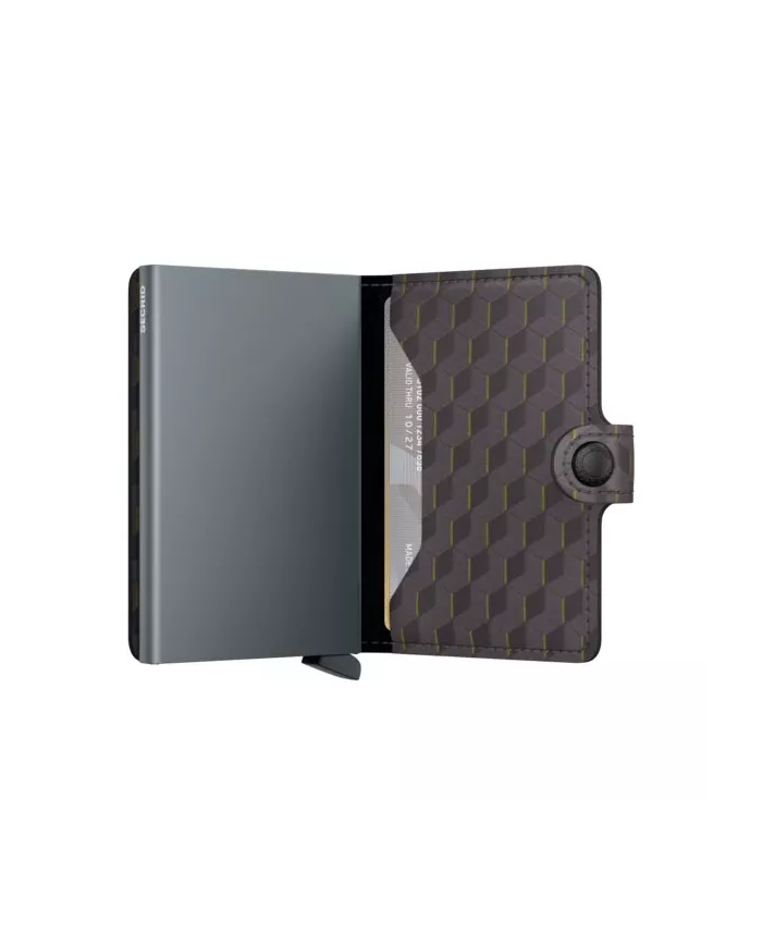 Secrid - Porte-cartes de crédit en cuir Optical Grey-Yellow