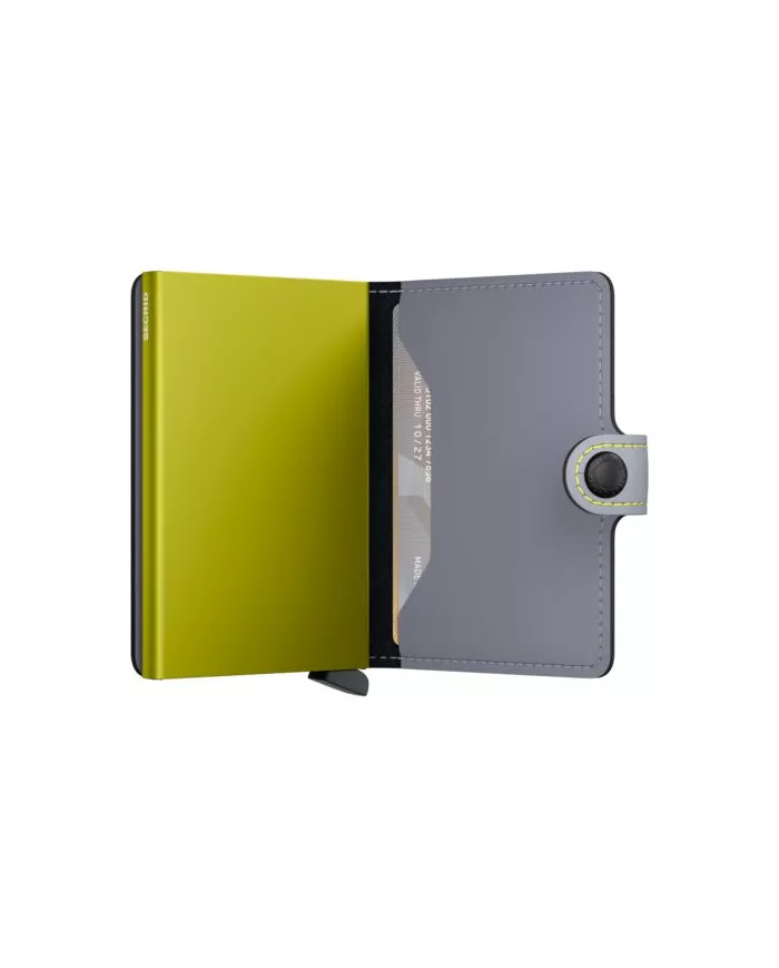 Secrid - Porte-cartes de crédit en cuir matte Grey-Lime