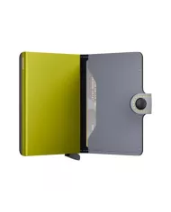 Secrid - Porte-cartes de crédit en cuir matte Grey-Lime