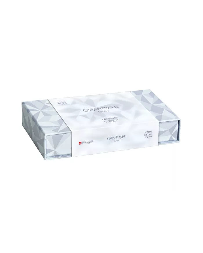 Set ECRIDOR ALPINE FROST Stylo Bille Platiné et Étui en Cuir – Édition Spéciale