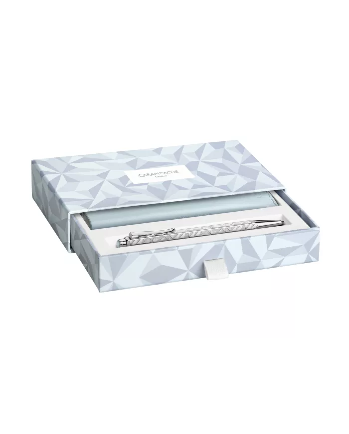 Set ECRIDOR ALPINE FROST Stylo Bille Platiné et Étui en Cuir – Édition Spéciale