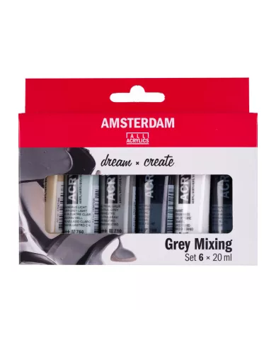 Set Amsterdam acrylique Déclinaisons de GRIS 6x20ml Set Amsterdam acrylique Déclinaisons de GRIS 6x20ml