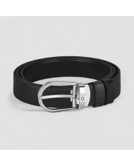 Ceinture réversible à boucle fer à cheval de 35 mm en cuir noir/noir