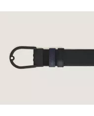 Ceinture réversible boucle fer à cheval de 35 mm en cuir bleu nuit/noir