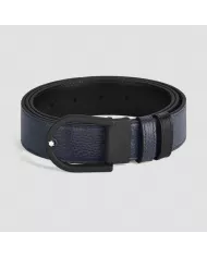 Ceinture réversible boucle fer à cheval de 35 mm en cuir bleu nuit/noir