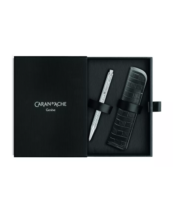 SET Stylo-bille Ecridor Damier platine