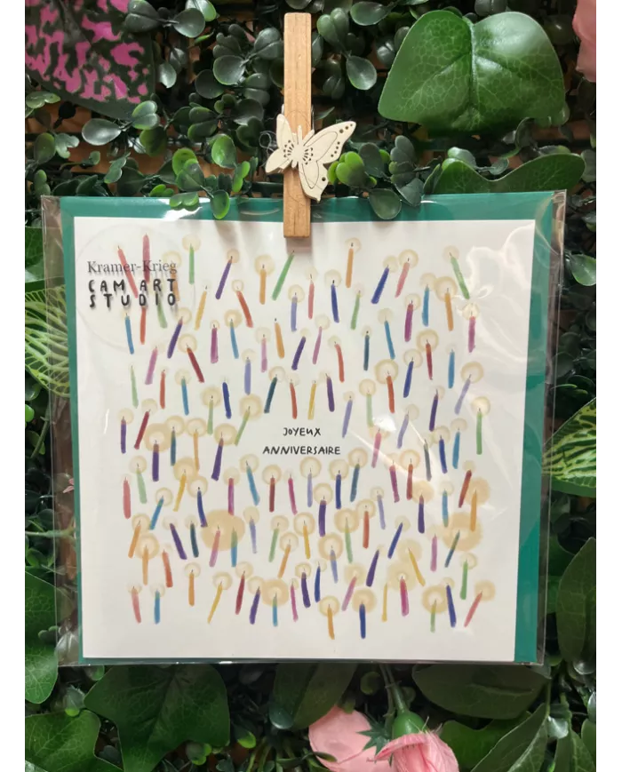 Carte Carrée - Bougie - Joyeux Anniversaire