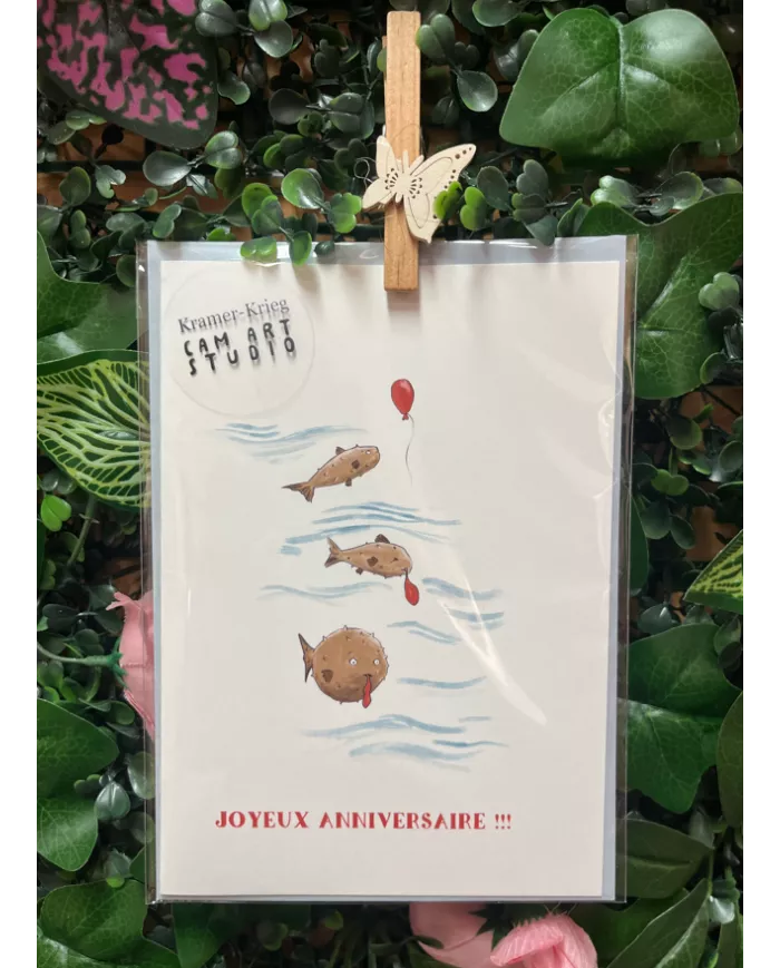 Carte A6 - Poissons - Joyeux Anniversaire