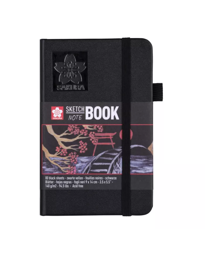 Sakura Carnet à croquis/notes - feuilles noires