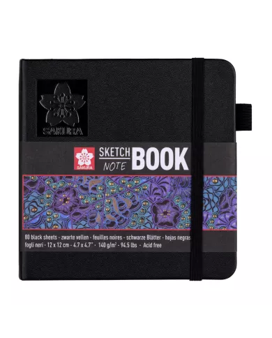 Sakura Carnet à croquis/notes - feuilles noires
