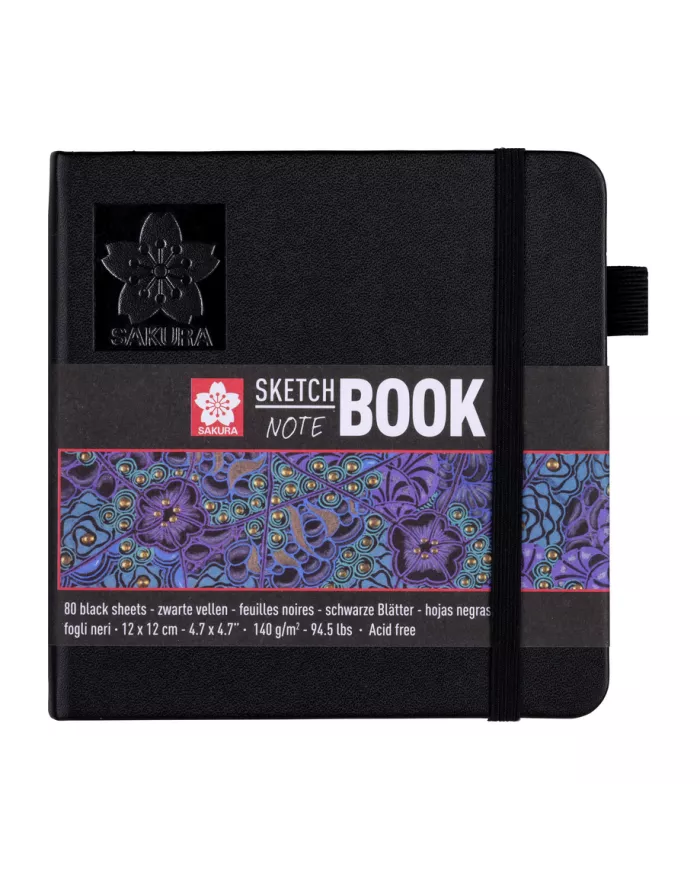 Sakura Carnet à croquis/notes - feuilles noires