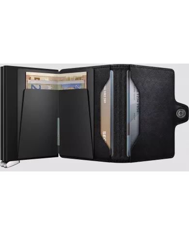 Secrid Porte-cartes de crédit en cuir Emboss Lines Premium+ Black