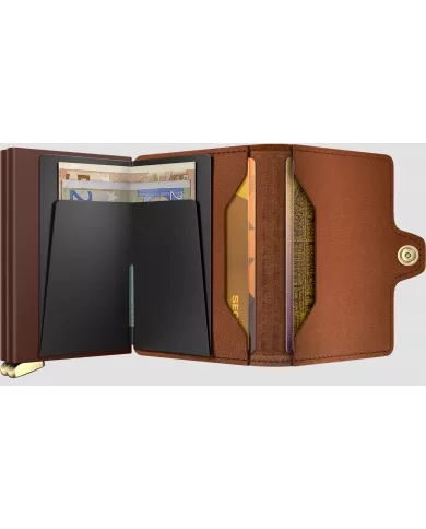 Secrid Porte-cartes de crédit en cuir Emboss Lines Premium+ Cognac