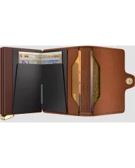 Secrid Porte-cartes de crédit en cuir Emboss Lines Premium+ Cognac