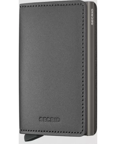 Secrid - Porte-cartes de crédit en cuir Slim Matte Satin Steel