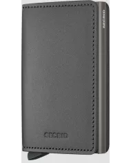 Secrid - Porte-cartes de crédit en cuir Slim Matte Satin Steel