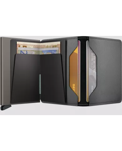 Secrid - Porte-cartes de crédit en cuir Slim Matte Satin Steel