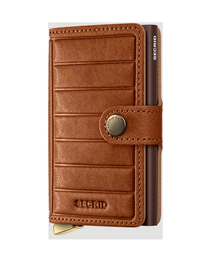 Secrid - Porte-cartes de crédit en cuir EMBOSS LINES cognac