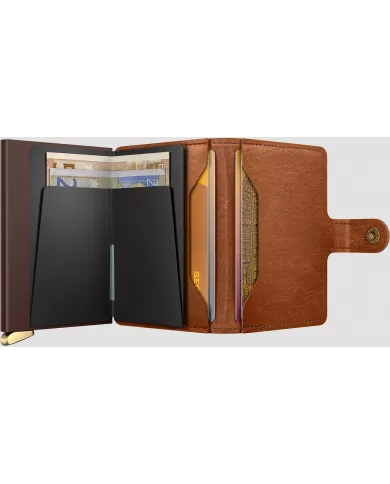 Secrid - Porte-cartes de crédit en cuir EMBOSS LINES cognac