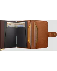 Secrid - Porte-cartes de crédit en cuir EMBOSS LINES cognac