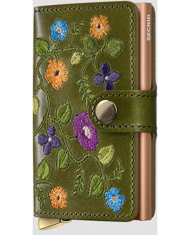 Secrid - Porte-cartes de crédit en cuir Stitch Floral Olive+
