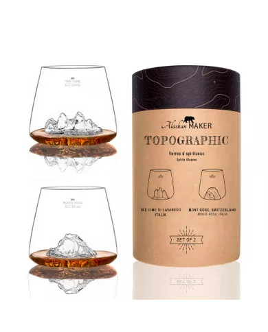 Set de 2 verres Tre Cime di Lavaredo & Mont Rosa TOPOGRAPHIC