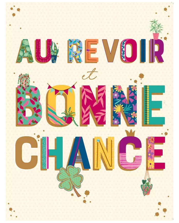 Carte A4 Au revoir et Bonne chance