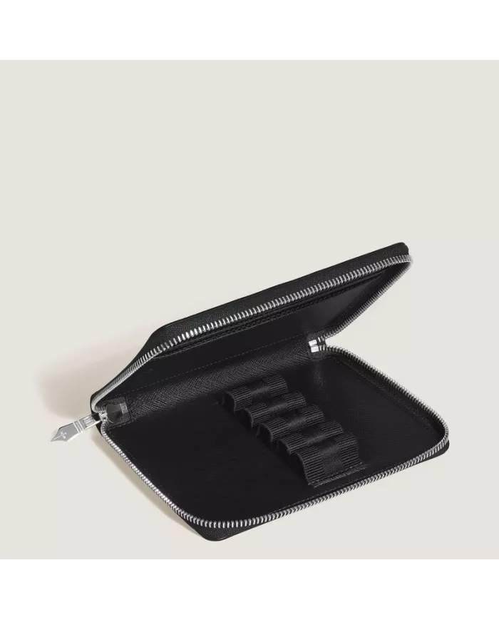 Étui pour 5 Instruments d'Écriture Zippé en Cuir Sartorial