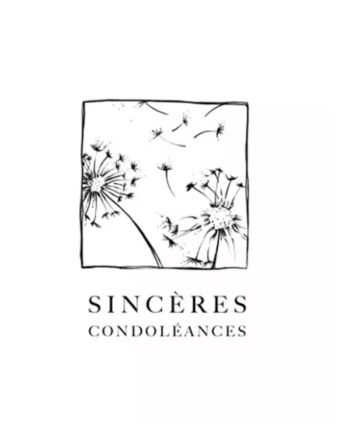 Carte A4 - Sincères Condoléances