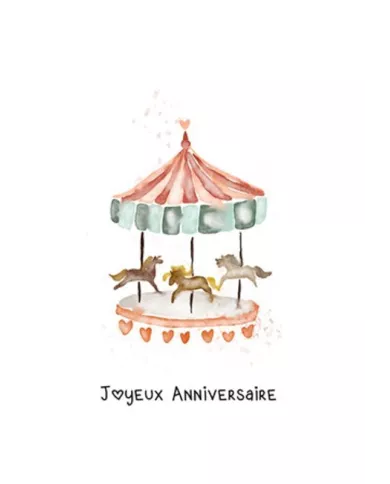 Carte A5 - Carrousel - Anniversaire