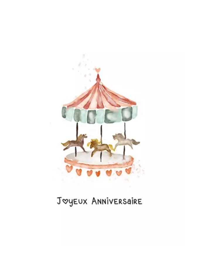 Carte A5 - Carrousel - Anniversaire