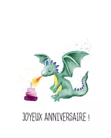 Carte A5 - Dragon - Anniversaire