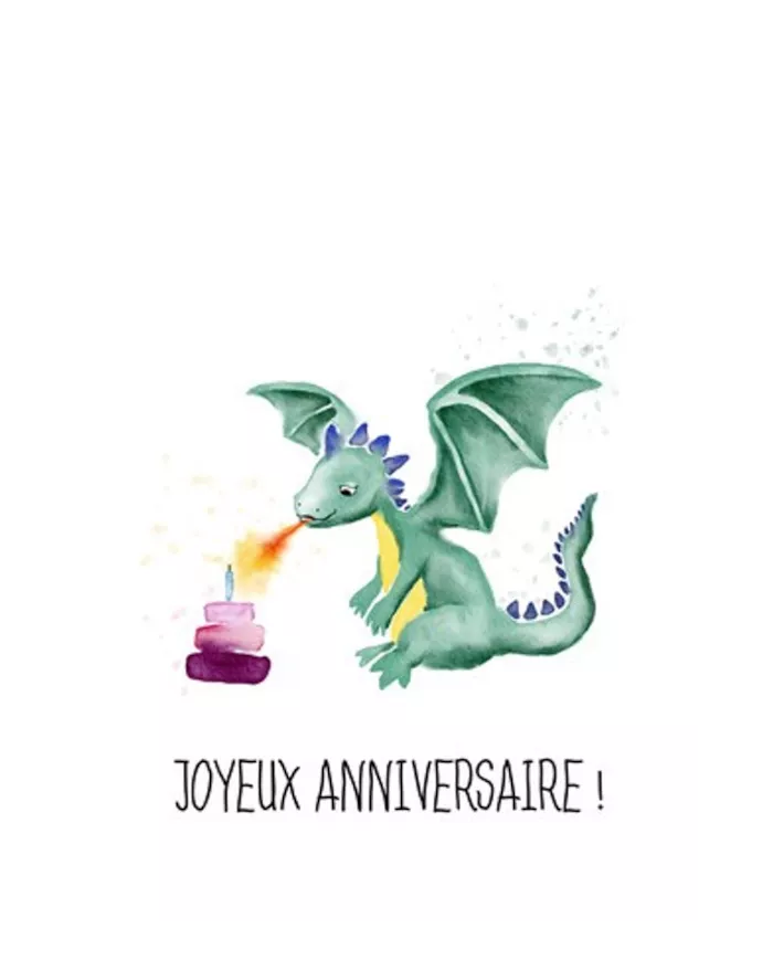 Carte A5 - Dragon - Anniversaire