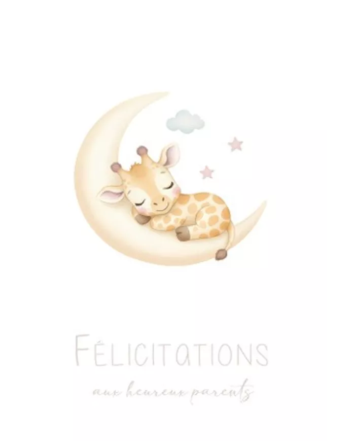 Carte A4 - Naissance Girafe - Fille
